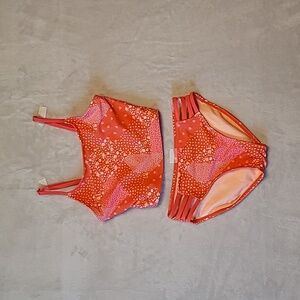 Art Class Pink Orange Floral Bikini 2 Pcs Swimsuit Youth Girls Sz 10